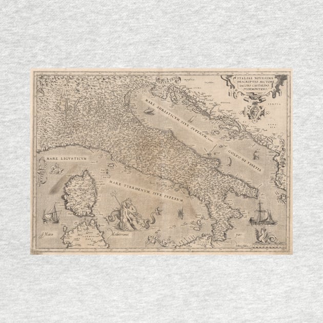 Vintage Map of Italy (1570) by Bravuramedia